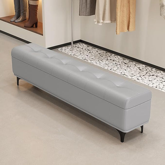 Modern Bedroom Bench with Storage Space, Hallway Seat Chest with Shoe Rack, Ultra-Narrow Gap — Slim Entryway, Living Room, and Shoe-Changing(B,130 * 35 * 45cm/51.2 * 13.8 * 17.7in)