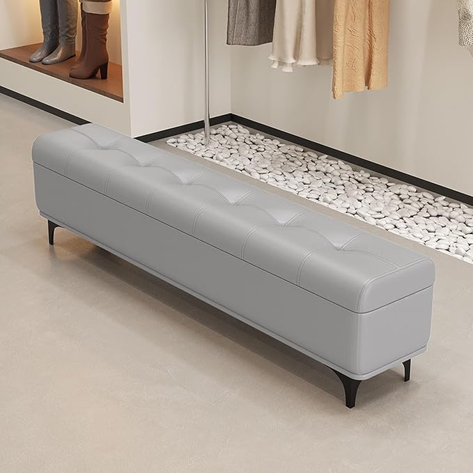 Modern Bedroom Bench with Storage Space, Hallway Seat Chest with Shoe Rack, Ultra-Narrow Gap — Slim Entryway, Living Room, and Shoe-Changing(B,100 * 35 * 45cm/35.4 * 13.8 * 17.7in)
