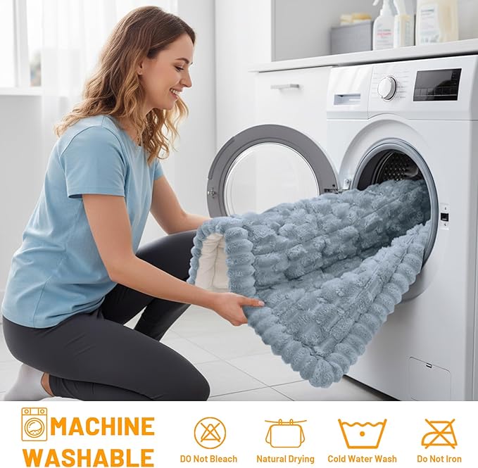 Smiry Couch Covers for Dogs Washable, Non Slip Fuzzy Pet Couch Covers for Sofa, Soft Thick Sofa Slipcovers Furniture Protector Pet Friendly (Airy Blue, 27.6" x 47")