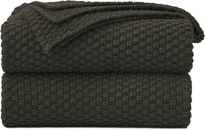 Longhui bedding 100% Cotton Knitted Throw Blanket – Dark Brown, Soft & Cozy, Machine Washable, 60"x80" – Perfect for Living Room, Couch, Sofa, Bed or Travel