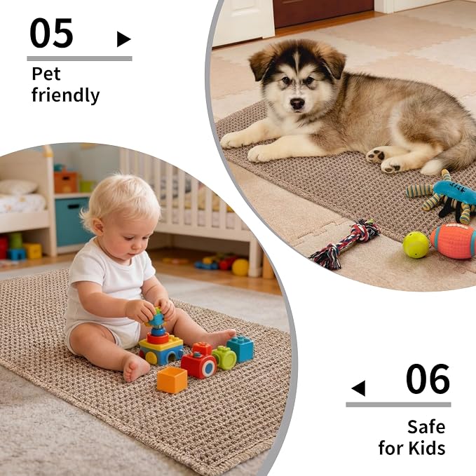 Disolla Waffle Bath Mat, Non Slip Absorbent Small Bathroom Rug, Machine Washable Quick Dry Ultra Soft Bathroom Floor Mat, Brown/White Bath Rug for Tub Shower, 20''x32''