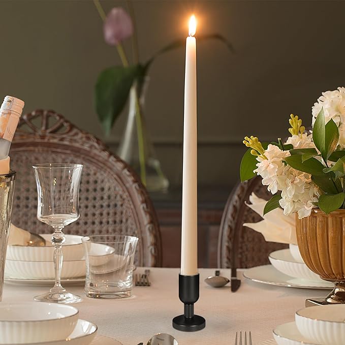 SHOHAYTO Vintage Black Taper Candle Holders Set of 8, Black Candle Stick Holders for Dining Table, Wedding Centerpiece, or Festive Mantel Decor