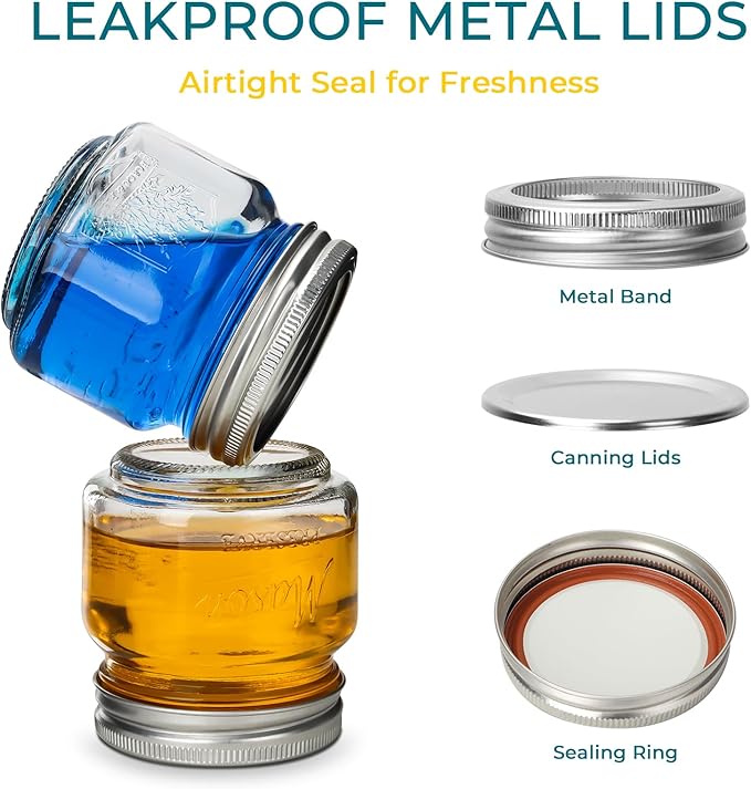 CycleMore Mason Jars 8 oz, 24 Pack Embossed Design Glass Canning Jars with Silver Metal Lids, Half Pint Glass Jars Ideal for Gifts, Jam, Honey, Wedding Favors, Shower Favors