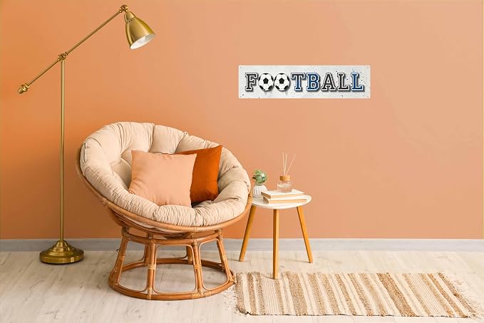 Football Metal Sign 4x16in Sports Plaque for Game Room Bar Wall Decor