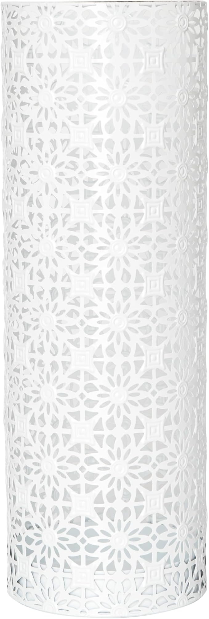 Concepts 8x20 inch Heavy Duty Metal Umbrella Stand - Durable Storage Holder for Umbrellas - Indoor and Outdoor Use - Stylish and Modern Organizer for Entryways. (White Flower Lace)