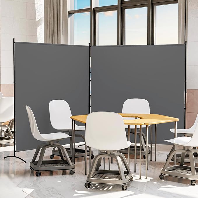 Room Divider 6ft Room Dividers and Folding Privacy Screens Partition Room Divider Fabric Panel, Indoor Wall Divider for Room Separation Freestanding Space Separators (Grey, 1 Panel)