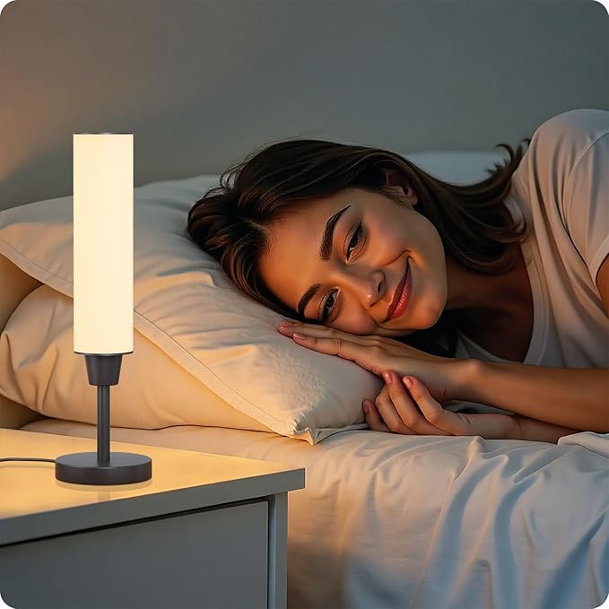 Table Lamp with Remote，Bedside Lamps for Night Stands, Nightstand Lamp with Adjustable Brightness (10%-100%) and Color Temperature (3000k-6000k),Small Lamp for Bedroom Living Room Office (black)
