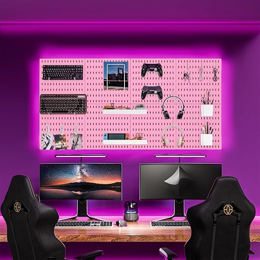 Pegboard Combination Kit for Wall Organizer, Wall Mounted Peg Board Kits for Kitchen, Bedroom, Office, &Bathroom, 4 Pieces Black Pegboards and 14 Accessories, 22" x 22"