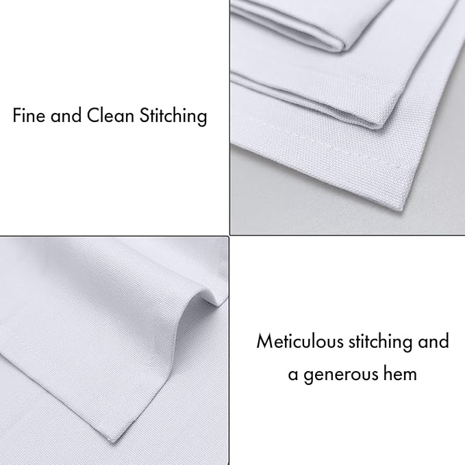 Ruvanti Cloth Napkins Set of 6, 100% Cotton High GSM 18x18 Inches Soft, Washable, Highly Durable & Absorbent, Perfect for Parties, Christmas, Thanksgiving Dinners – White