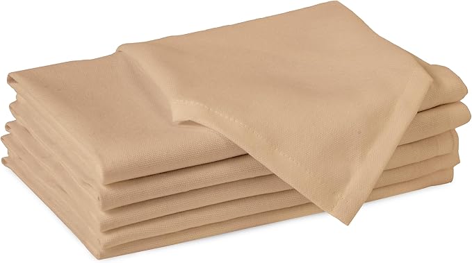 Encasa XO Light Beige Cloth Napkins Set of 6, 17"x17" | Solid Color Cotton Dinner Napkins | Washable & Reusable Wedding Napkins for Holiday Dinners, Party, & Everyday Table Decor