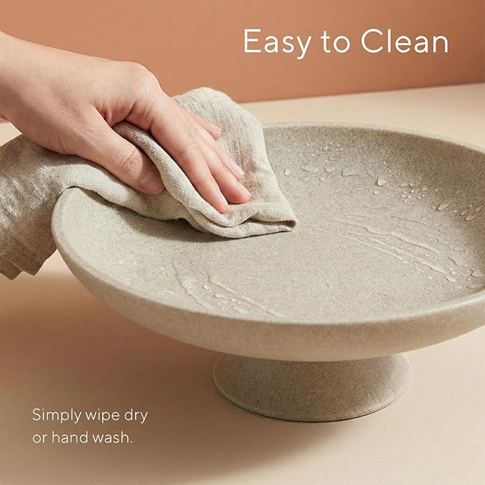 Large Decorative Bowl, Modern Pedestal Bowl for Home Decor, Decorative Fruit Bowl for Kitchen Counter, Stylish Key Bowls for Entry Table, 11.45” Diameter & 3.8” Height