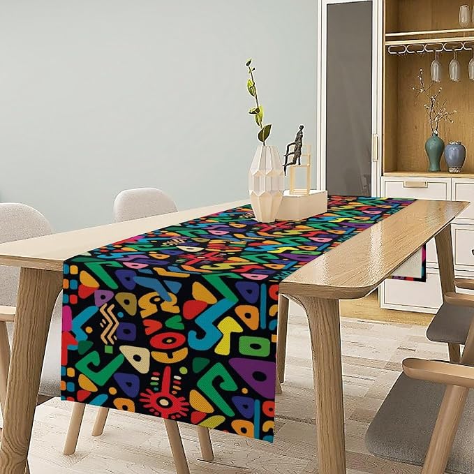 African Table Runner Abstract Geometry Nationality Tribe Table Runner for Kitchen Party Home Dining Room Table 13x36in