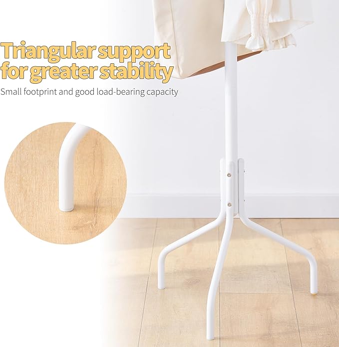 Coat Rack Freestanding for entryway,Living Room,Bedroom,Metal coat tree with12 Hooks and 3 Legs,hat stand (White)