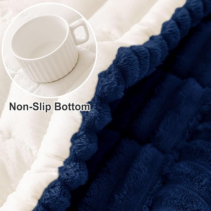 hyha Couch Cover for Dogs Washable, Non Slip Thick Flannel Sofa Protector, Pet Friendly Plush Furniture Cover for Sectional Sofa & Loveseat (Navy, 43" x 63")