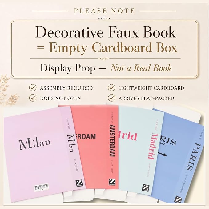 PROBENEX 4 Pcs Decorative Books | Faux Pastel Coffee Table & Shelf Decor | Looks Luxe, Lightweight, Tool-Free - Instant Shelf and Table Styling