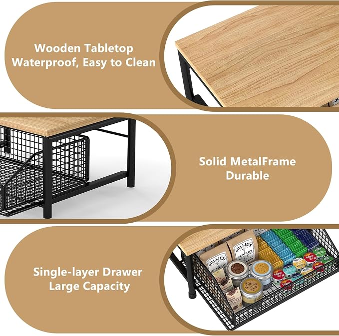 Funecy Coffee Pod Drawer Holder,Coffee Machine Storage Rack,Home Kitchen Counter Coffee Bar Organizer,Storage Basket Drawer (Black)