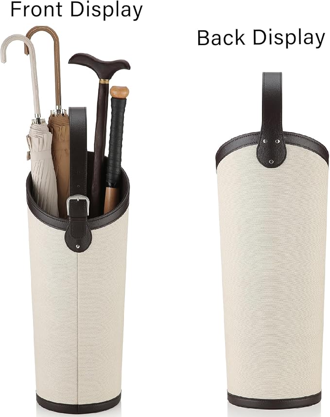 Artificial Leather Umbrella Holder Rack Hallyway Cane Stand for Entryway Large Capacity Can Storage 10 Umbrella Mid-Century Modern Stylish Umbrella Storage with Removable Drip Water Tray