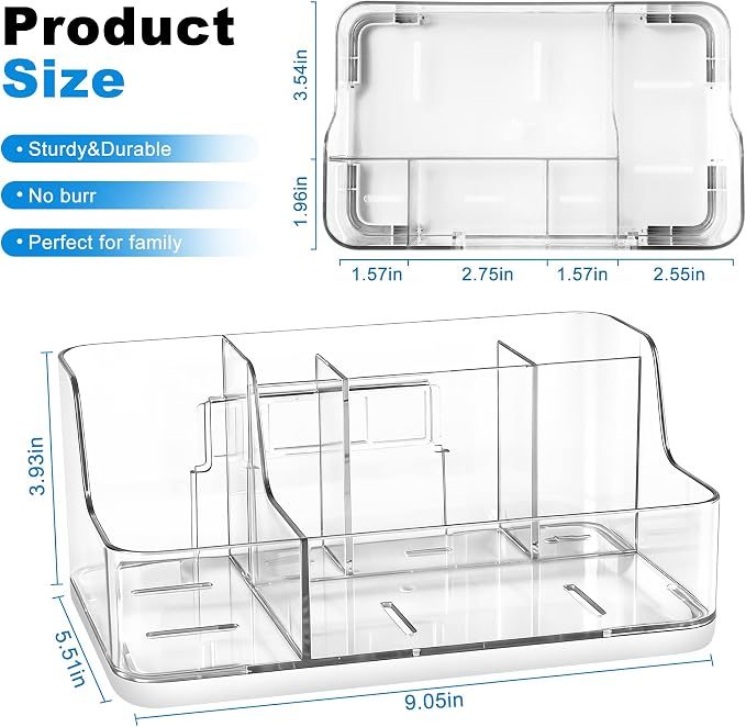 White Cosmetic Storage Box Dressing Table & Bathroom Counter Storage Lipstick & Brush Beauty Organizer Dressing Table Skincare Organizer Suitable for Bathroom, Living Room, and Kitchen Storage