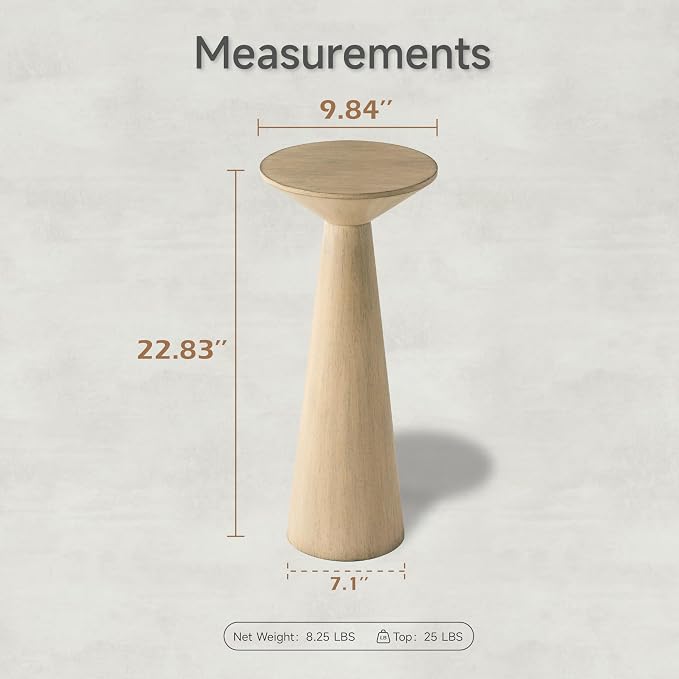 COZAYH Farmhouse Tall Pedestal End Table Small Solid Wood Martini Table Plant Stand Modern Round Drink Table for Small Space Living Room, Distressed Wood Grey