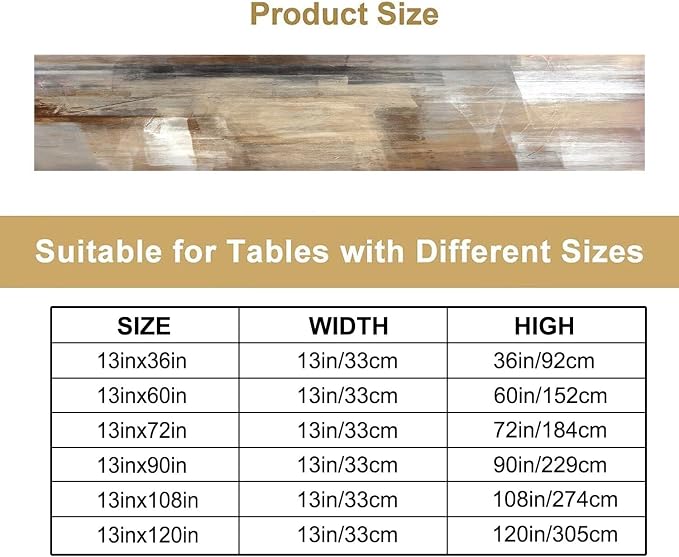 Taupe Tan Grey Brown Beige Abstract Art Contemporary Table Runner,Modern Neutral Decorative Pattern Table Runner for Coffee Table Dining Room Table Bedroom Party Holiday Decor 13x120inch