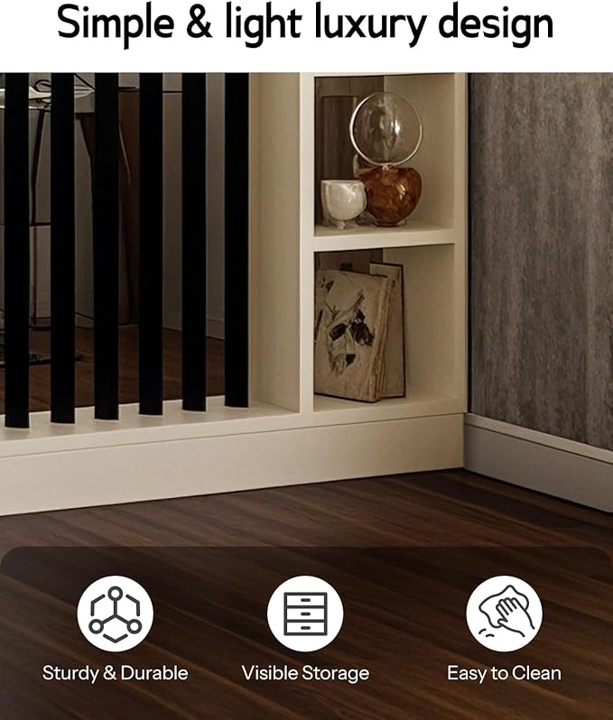 Wall Room Divider, Storage Cabinet Storage Display with Shelves, Modern Freestanding Wood Room Divider Screen, Wall Privacy Screens for Home Decorative (Beige+Black,31.5" L x 9.5" W x 79.5" H)