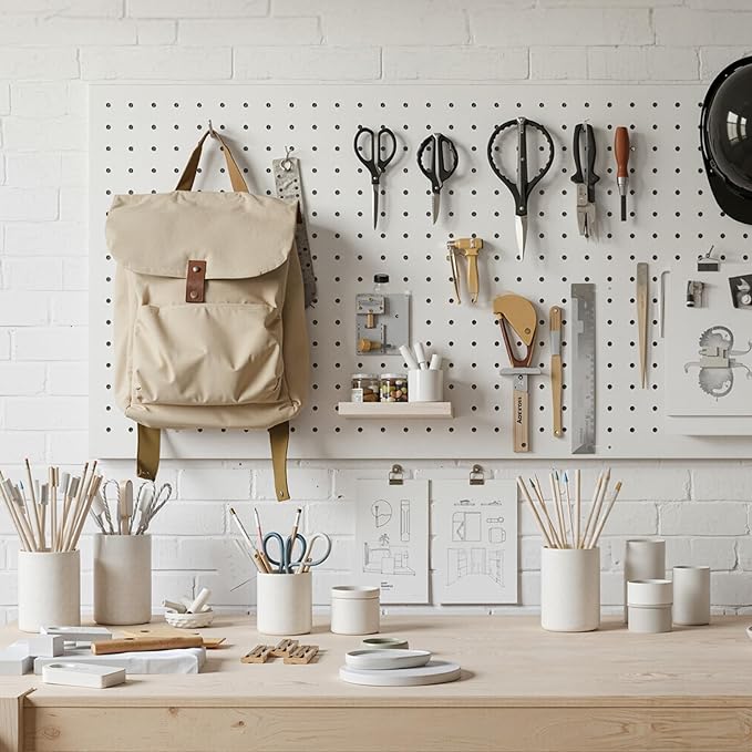 Peg Board, 4 Pack Metal Pegboard Panels White Pegboards Wall Organizer with Frame Large Heavy Duty Peg Board with Hooks for Walls Home, Garage Tool Storage, Office, Craft Room, Kitchen 24”×16”