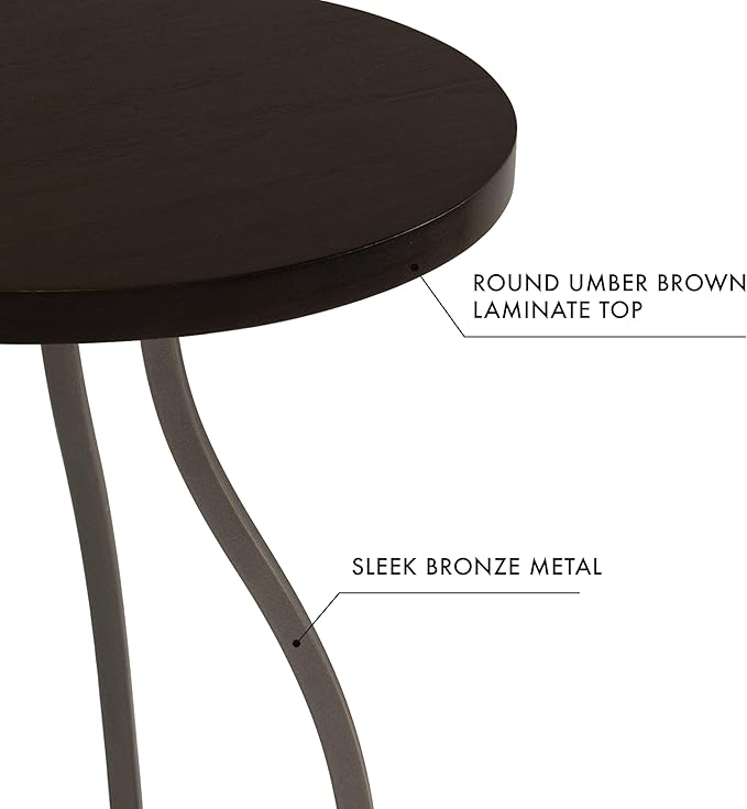 Round Side Table with Metal Pedestal Base (Umber Brown)