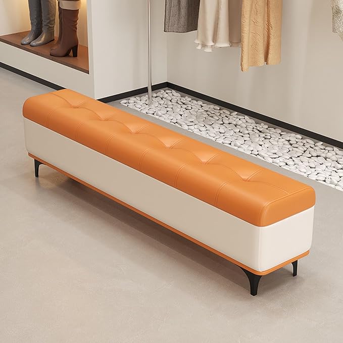 Modern Bedroom Bench with Storage Space, Hallway Seat Chest with Shoe Rack, Ultra-Narrow Gap — Slim Entryway, Living Room, and Shoe-Changing(C,140 * 30 * 45cm/55.1 * 11.8 * 17.7in)