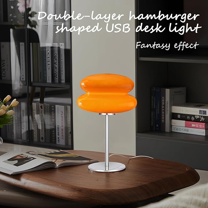 Mid Century Modern Lamp for Nightstand Table Lamp for Bedroom, Dimmable Retro Egg Tart Bedside Small Lamps,Unique Home Mushroom Decor Aesthetic Cute Table Lamps nightstand lamp