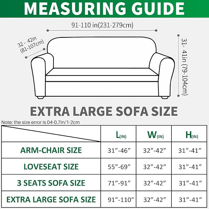 MAXIJIN Stretch Extra Large Couch Cover Sofa Covers (91"-110" Oversized Sofa Slipcovers with Non-Slip Foam & Elastic Strap, Dog Cat Pet Friendly Furniture Protector (X-Large, Navy Blue)