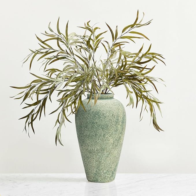Ceramic Flower Vase Home Decor - 9.2 inch Large Farmhouse Table Vases, Rustic Decorative Vases for Kitchen Living Room Coffee Dining Shelf Mantel Decoration