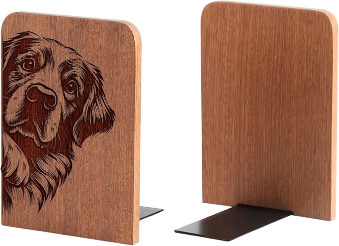 INNObeta Decorative Wooden Book Ends, Animal Bookends, Heavy Duty Bookends for Shelves Unique Design(1 Pair, 4.72x6.69 Inches) - GRPeek