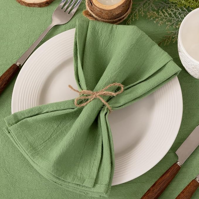 Socomi Cloth Napkins Sage Green Summer Washable Reusable Bulk Linen Cotton Napkins Set of 4 17"x17" for Wedding Party Bridal Baby Shower Birthday Dining Table Decorations