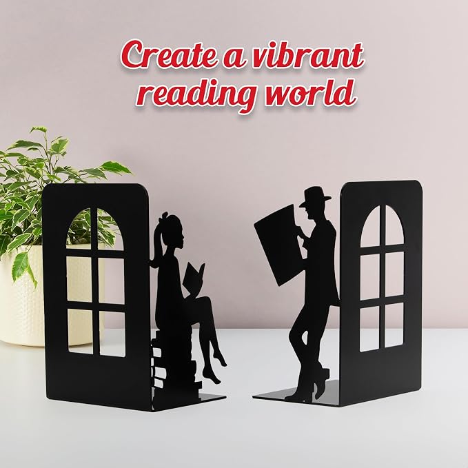 8 inch Lovers Bookends Book Ends for Shelves Decorative,Metal Book End Nonskid Book Holder Book Stopper Home Valentines Decor for Movies/CD/Video Games Valentines Decorations Gift(Set of 2)