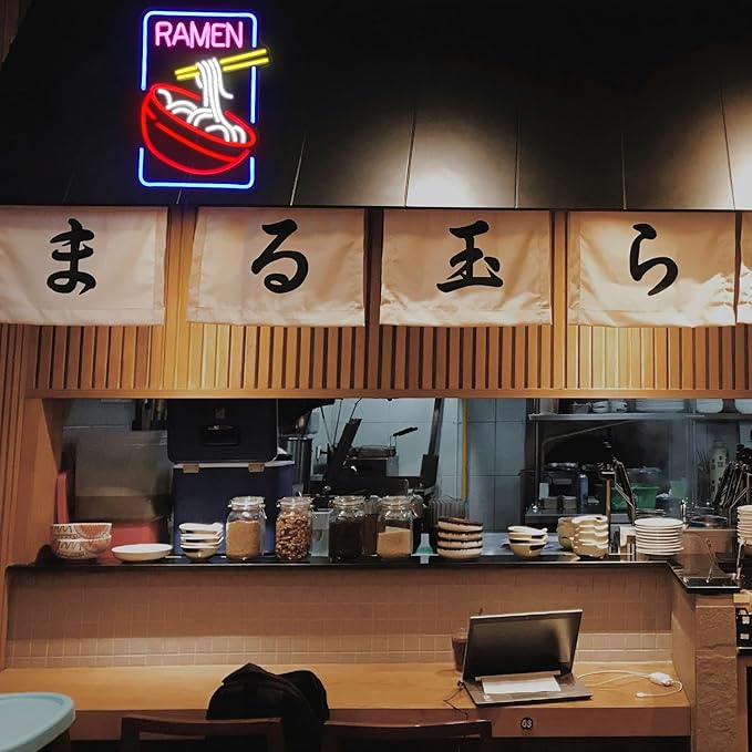 Ramen Neon Sign Noodle Led Neon Lights for Wall Decor Neon Ramen Light up Sign Powered by USB Multi colored Neon Lights for Restaurant Ramen Shop Window（16.5’’X12’’）