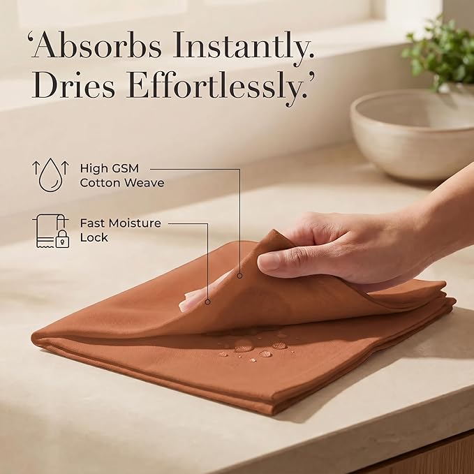 Urban Villa Cloth Napkins 100% Cotton Highly Absorbent Washable Durable Reusable Premium Dinner Napkins Ideal for Gifts for Mothers Day Hotel Farmhouse Parties - Rust (20" x 20", Set of 12)