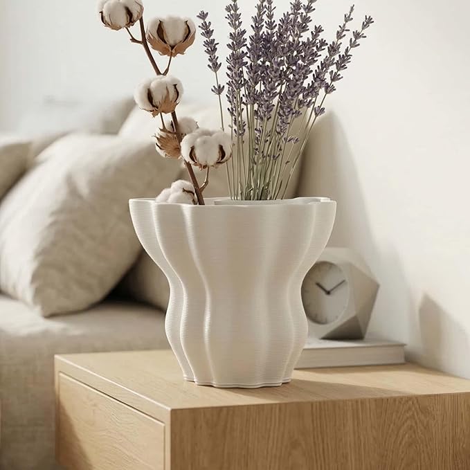 Contemporary White Ceramic Vase, Abstract Irregular Shape Sculptural Accent for Home Decor, Modern Artistic Centerpiece for Coffee Table or Bookshelf