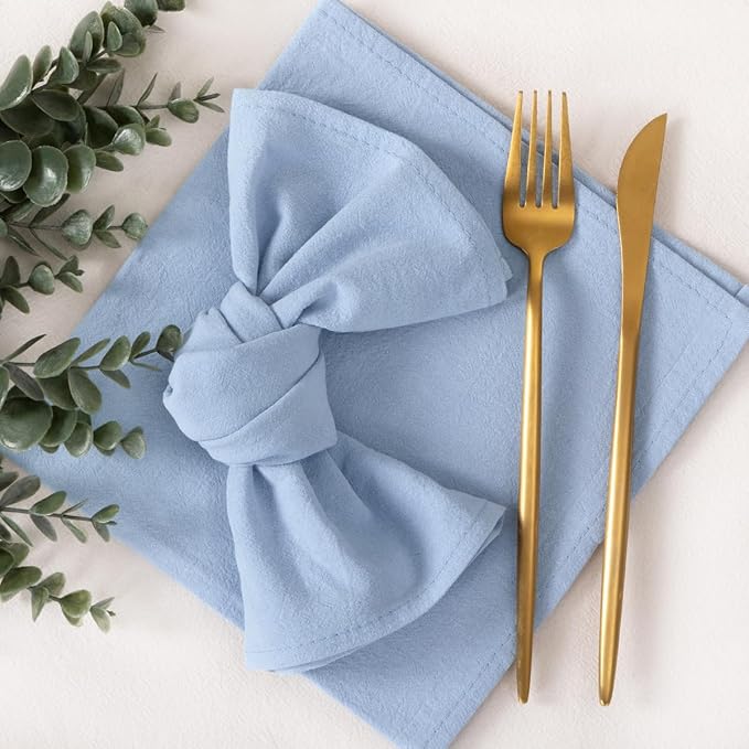 Socomi Cloth Napkins Blue Summer Washable Reusable Bulk Linen Cotton Napkins Set of 6 17"x17" for Wedding Party Bridal Baby Shower Birthday Dining Table Decorations