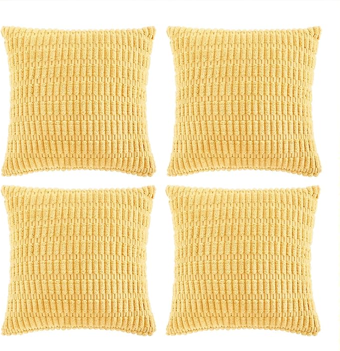 Fancy Homi 4 Packs Decorative Throw Pillow Covers for Living Room Couch Bed, Modern Farmhouse Boho Home Décor Accent Cushion Case, 26" x 26", Yellow