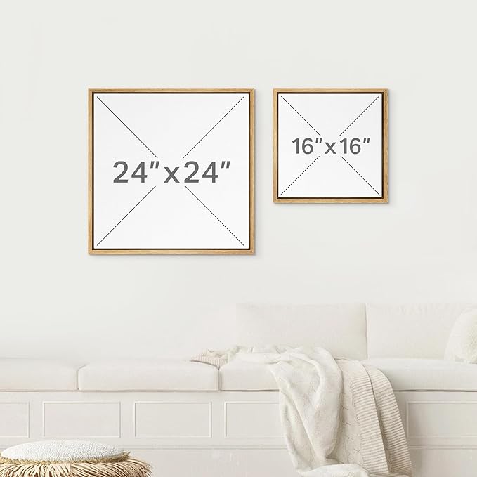 SIGNWIN Framed Canvas Print Wall Art Grunge Pastel Geometric Line Collage Abstract Shapes Illustrations Modern Art Decorative Relax/Zen Nordic for Living Room, Bedroom, Office - 16"x16" Natural