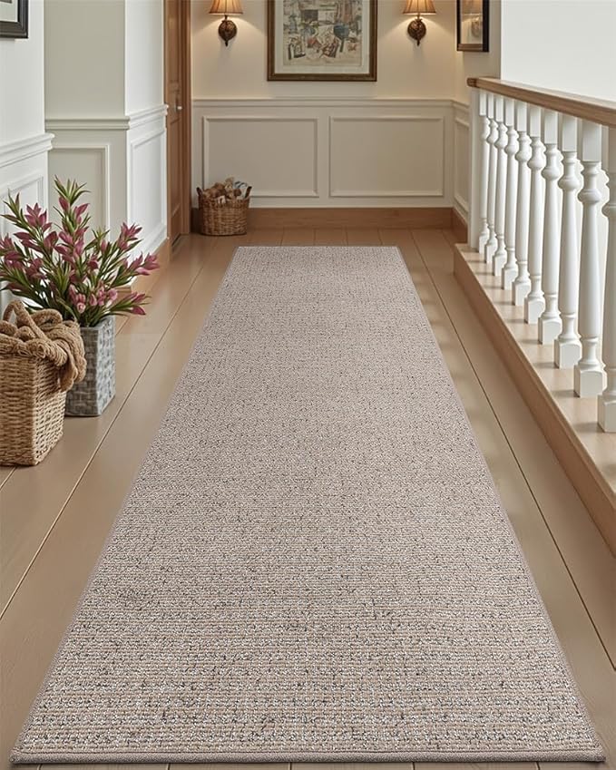DEXI Hallway Runner Rug 3x10, Non Slip Low Pile Entryway Rug Runners with Rubber Backing, Dirt Trapping Hallways Floor Carpet for Indoor Hall Kitchen Bedroom Bathroom Laundry Room, Beige
