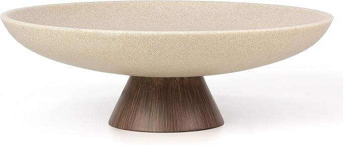 YMXYJM Modern Resin Pedestal Decorative Bowl, Large Fruit Bowl for Kitchen Counter, Stylish Key Bowl for Entryway Table, Brown