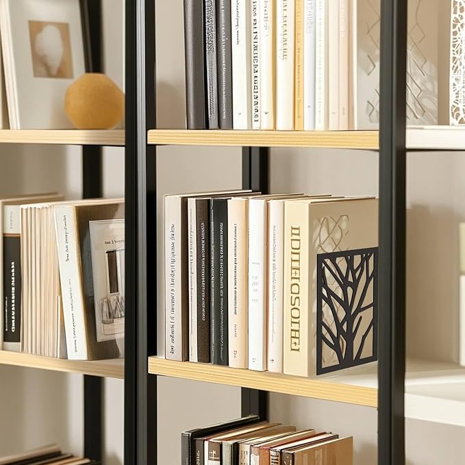 CRASPIRE 1 Pair Metal Bookends 5.3x4.3x7.8 Tree Black Heavy Duty Study Non-Skid Tall Book Holder Stand Creative Decorative Stopper Support Organizer Magazine for Shelf Desk Birthday