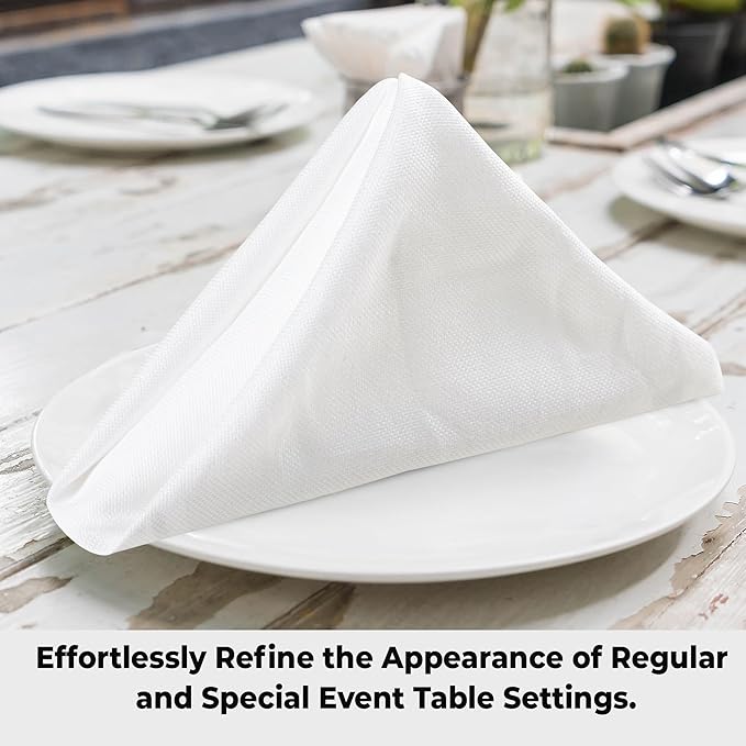 Urban Villa Cloth Napkins 100% Cotton Highly Absorbent Washable Durable Reusable Premium Dinner Napkins Ideal for Gifts for Mothers Day Hotel Farmhouse Parties - White (20" x 20", Set of 10)