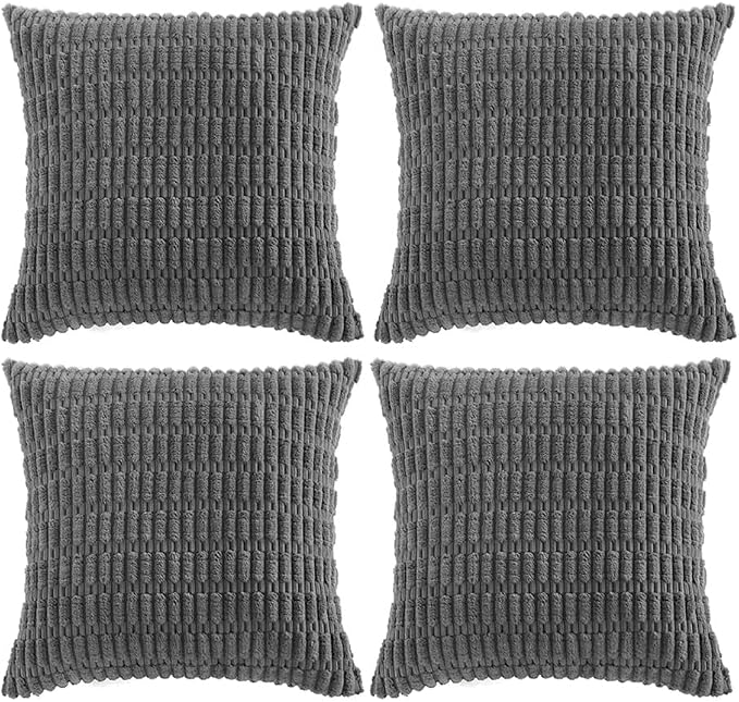 Fancy Homi 4 Packs Decorative Throw Pillow Covers for Living Room Couch Bed, Modern Farmhouse Boho Home Décor Accent Cushion Case, 16" x 16", Dark Gray