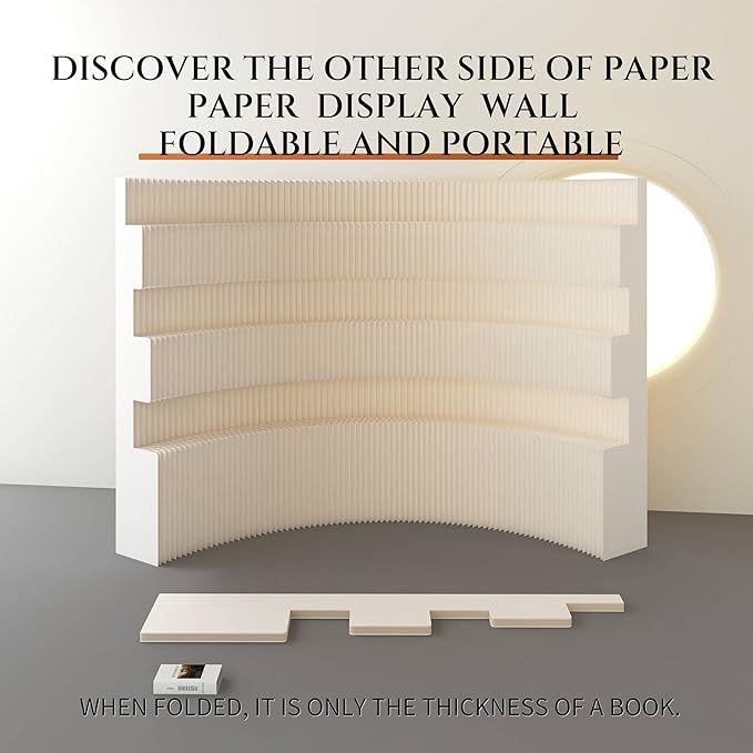 Paper Room Divider Screen Folding Adjustable Privacy Partition for Home & Office Portable Decorative Wall Divider for Dorm, Studio, Exhibition, Store or Room Separation 6.56 ft-9.84 ft-1.71 ft
