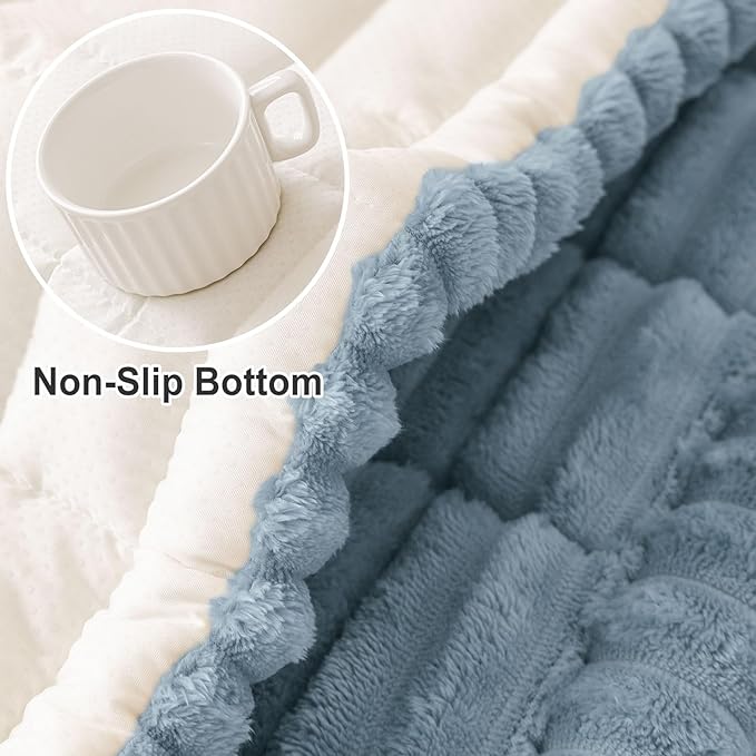 hyha Couch Cover for Dogs Washable, Non Slip Thick Flannel Sofa Protector, Pet Friendly Plush Furniture Cover for Sectional Sofa & Loveseat (Haze Blue, 35.4" x 88")