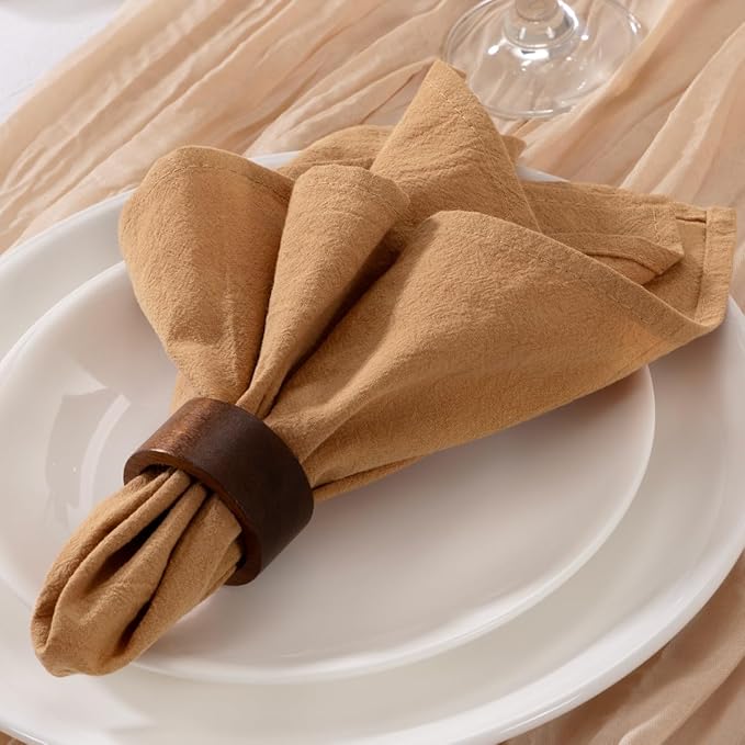 MLMW Caramel Cloth Napkins Set of 6 Cotton Spring Napkins Cloth Bulk Washable Dinner Napkins 16"×16" for Wedding Party Baby Bridal Shower Birthday Table Decor
