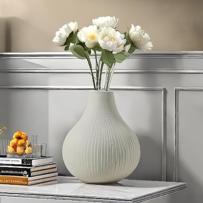 Large Ceramic Vase Modern Vase Gray Vase for Room，Big Belly Vases Minimalism Style for Home Decor，Flower Vases Decorative Vase for Shelf Decor/Table/Living Room/Office (Grey, 9.5Inches)