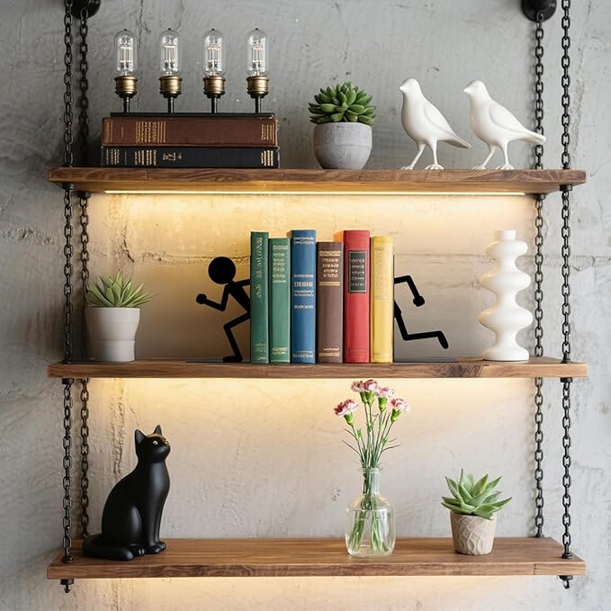 Metal Bookends Running People Bookends Decorative Cute Book Ends for Shelves Bookshelf Reading Decor Bookshelf Decor Space-Saving Desk Organizer for Book Lovers Gift
